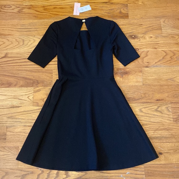 NWT Banana Republic 0P Black Fit & Flare Dress with Back Cutout - Picture 4 of 13